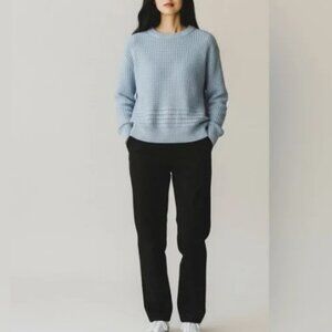 Sandwich crew neck pullover knit sweater light blue women's size S